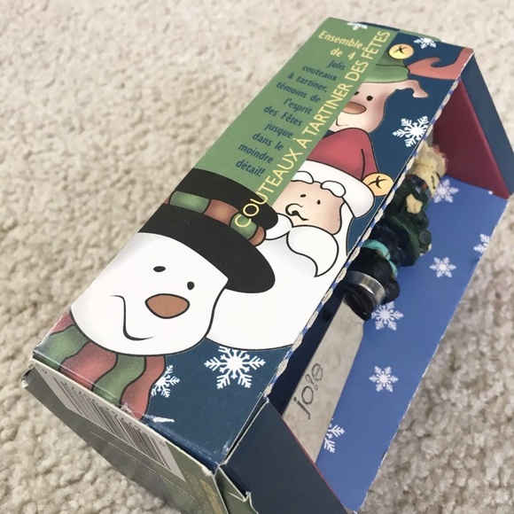 JOIE DE VIVRE Christmas Cheese Spreaders Knives 4 Pc Set Reindeer Santa Snowman - Picture 7 of 12